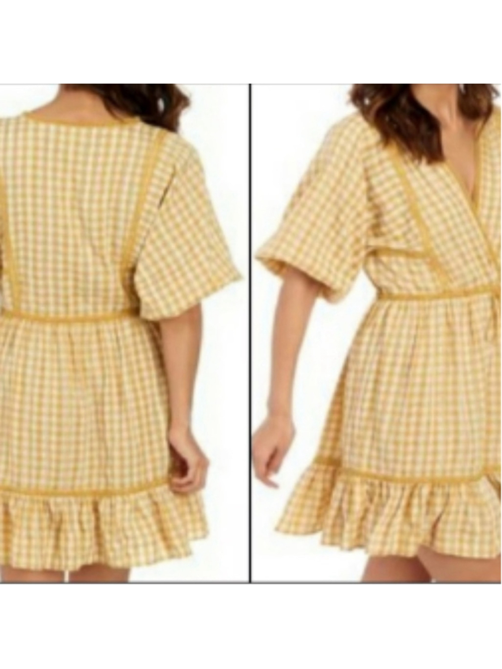 MAX STUDIO Assumed Size L Boho Yello Gingham Dress